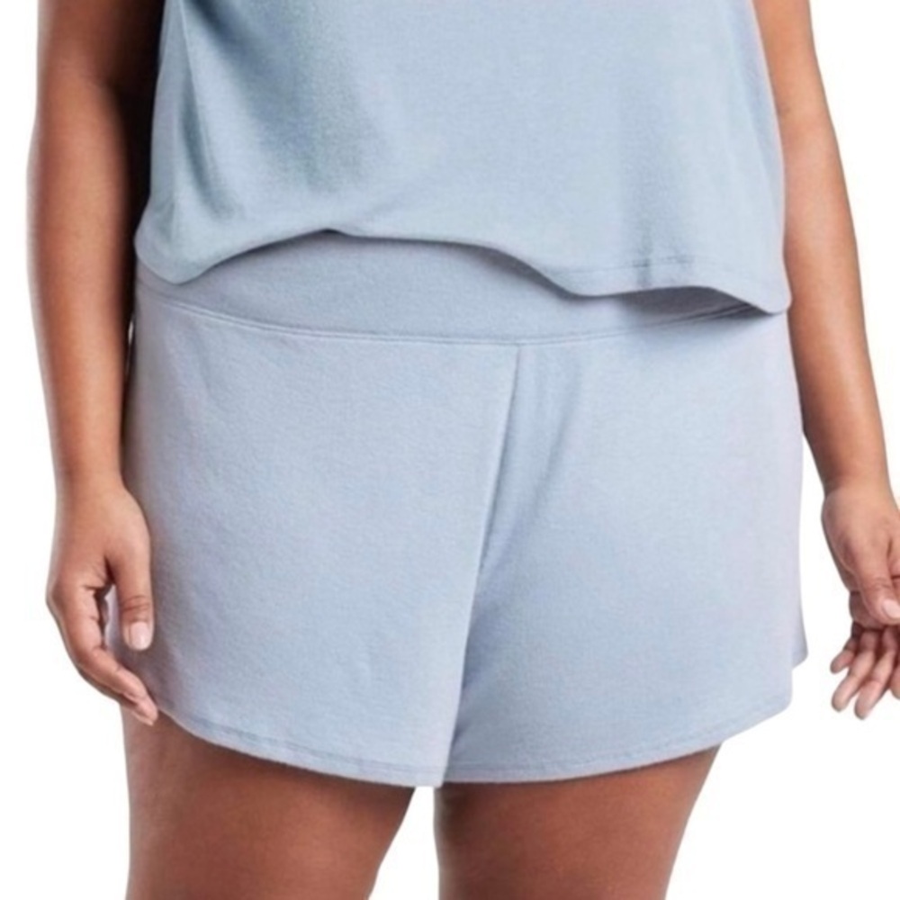 ATHLETA Light Blue Well Rested Rib Sleep Shorts